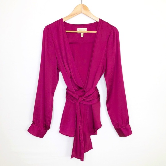 Moulinette Soeurs by Anthropologie burgundy wrap top - Picture 1 of 9